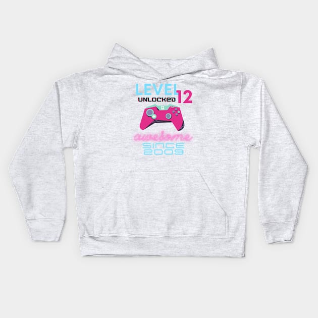 Level 12 Unlocked Awesome 2009 Video Gamer Kids Hoodie by Fabled Rags 